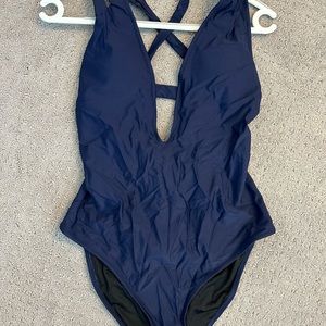 Like new Cupshe plunging navy blue swimsuit. M.